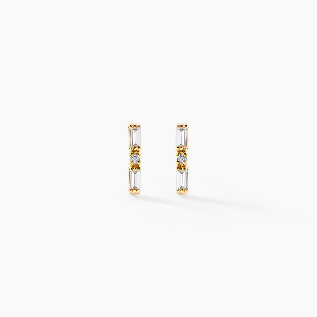 Boucles D'oreilles Puces Brant Or Jaune Oxyde De Zirconium - Clous d'oreilles Femme | Histoire d’Or