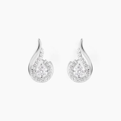 Boucles D'oreilles Puces Indian Drop Argent Blanc Oxyde De Zirconium - Boucles d'oreilles fantaisie Femme | Histoire d’Or