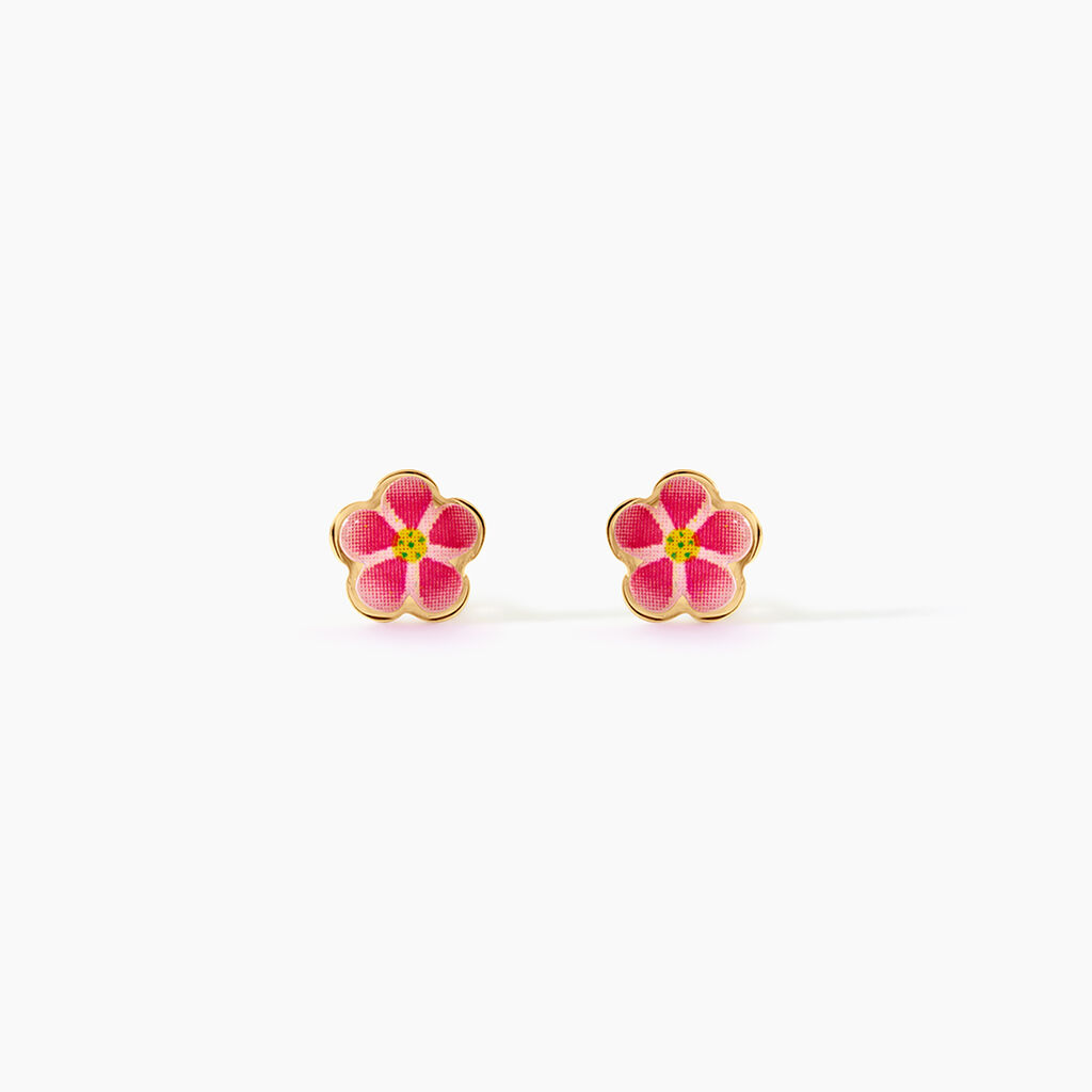 Boucles D'Oreilles Puces Syna Fleur Argent Dor&eacute; A L'Or 750/1000 - Boucles d'oreilles fantaisie Enfant | Histoire d&rsquo;Or
