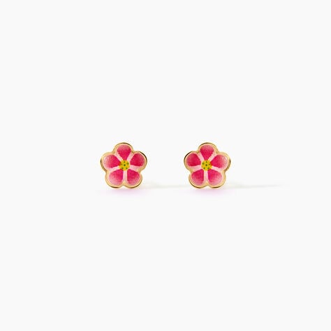 Boucles D'Oreilles Puces Syna Fleur Argent Dor&eacute; A L'Or 750/1000 - Boucles d'oreilles fantaisie Enfant | Histoire d&rsquo;Or