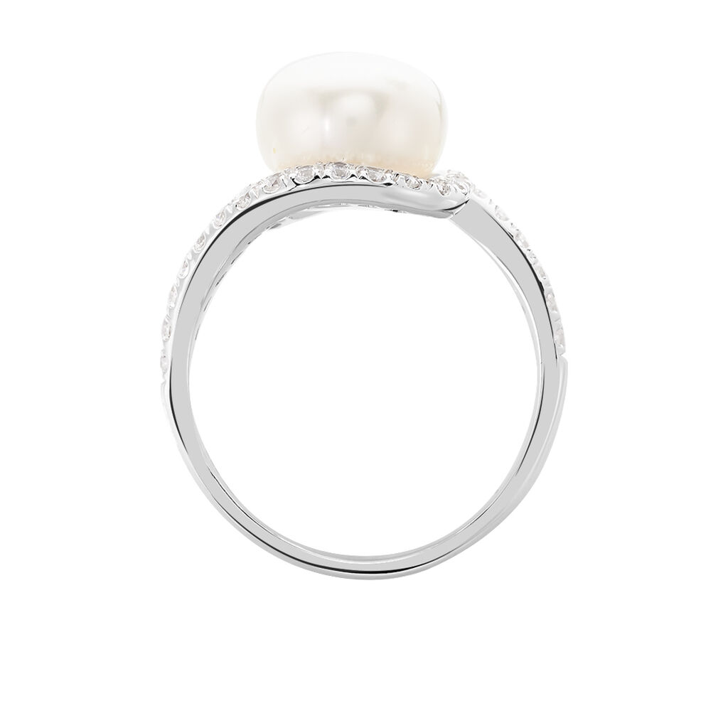 Bague Loris Argent Blanc Perle De Culture Et Oxyde De Zirconium - Bagues solitaires Femme | Histoire d&rsquo;Or