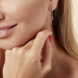Boucles D'oreilles Pendantes Amaris Argent Blanc Céramique Et Oxyde - Boucles d'oreilles fantaisie Femme | Histoire d’Or