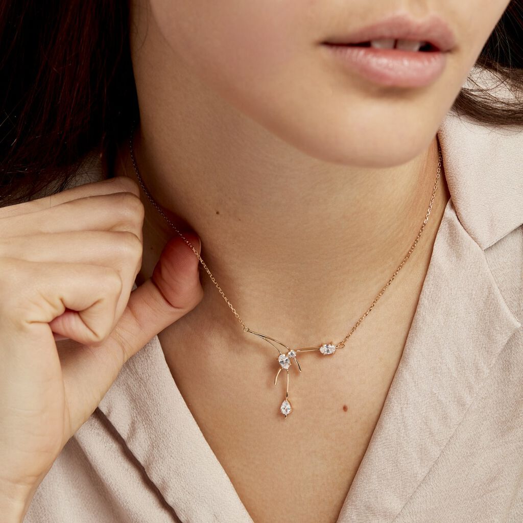 Collier Bertrane Plaqué Or Jaune Oxyde De Zirconium - Colliers Femme | Histoire d’Or