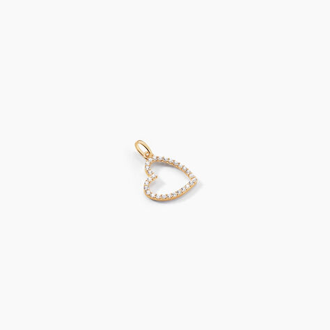 Pendentif Coeur Penche Or Jaune Oxyde De Zirconium - Pendentifs Famille | Histoire d’Or
