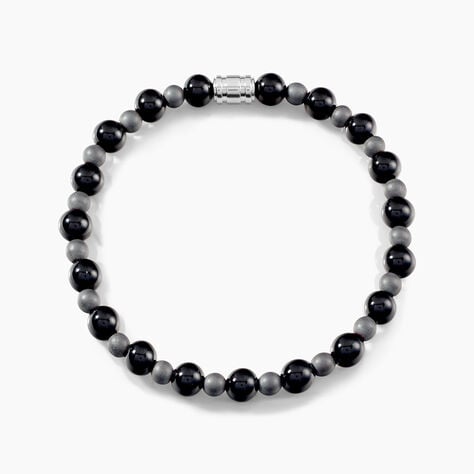 Bracelet Younes Acier Argenté Agate Hématite - Nouveautés Homme | Histoire d’Or