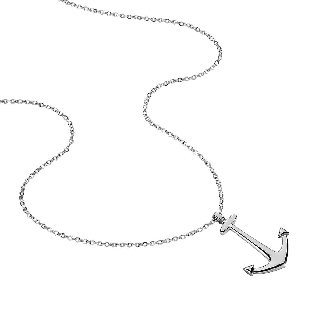 Collier Cedric Acier Blanc - Bijoux Ancre Homme | Histoire d’Or