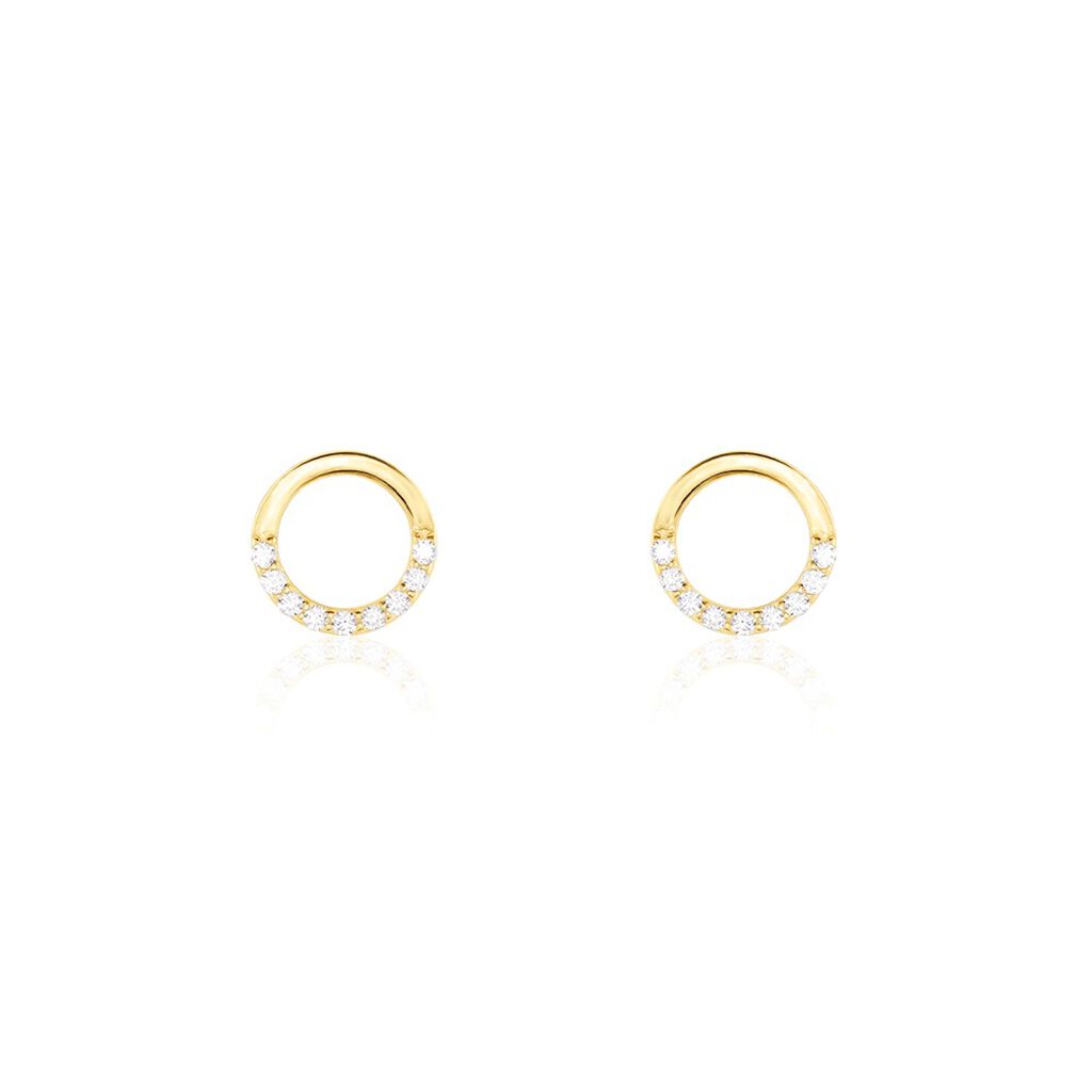 Boucles D'oreilles Puces Rimya Or Jaune Oxyde De Zirconium - Clous d'oreilles Femme | Histoire d’Or