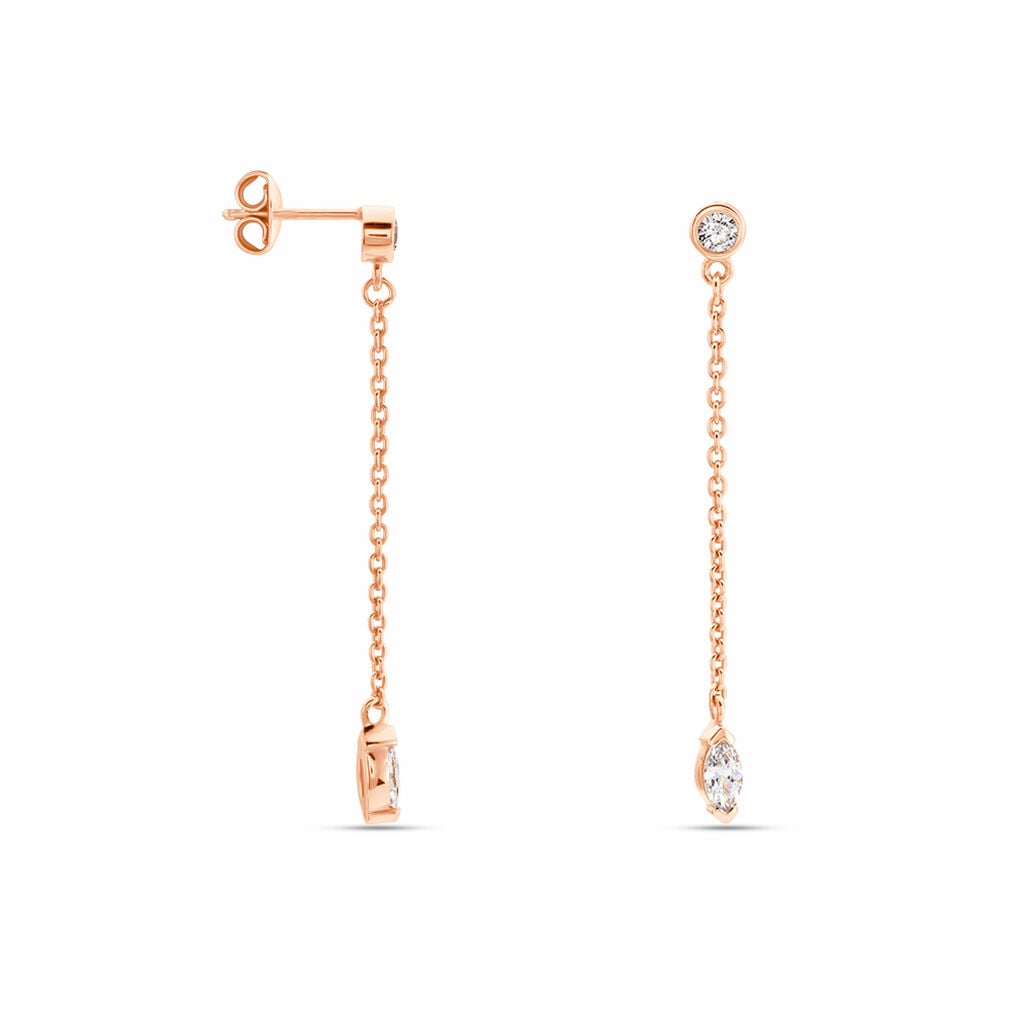 Boucles D'oreilles Pendantes Kenta Argent Rose Oxyde De Zirconium - Boucles d'oreilles fantaisie Femme | Histoire d&rsquo;Or