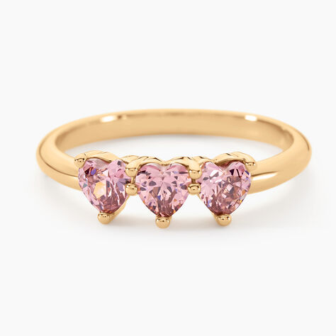 Bague Po&eacute;sie Ros&eacute;e Love Plaque Or Jaune Oxyde De Zirconium - Bagues avec pierre Femme | Histoire d&rsquo;Or