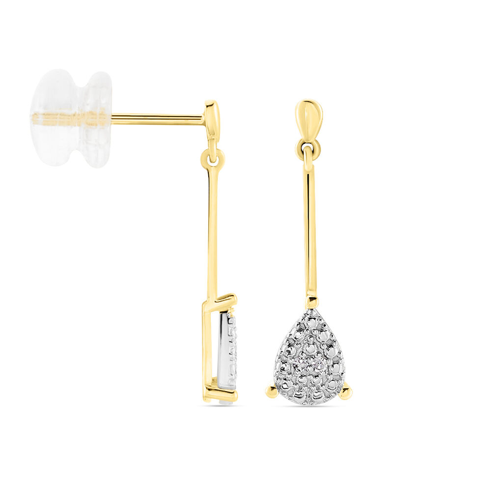 Boucles D'oreilles Pendantes Pear C Or Jaune Diamant - Boucles d'oreilles pendantes Femme | Histoire d&rsquo;Or