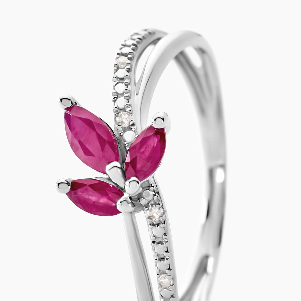 Bague Maura Or Blanc Rubis Et Diamant - Bagues avec pierre Femme | Histoire d’Or