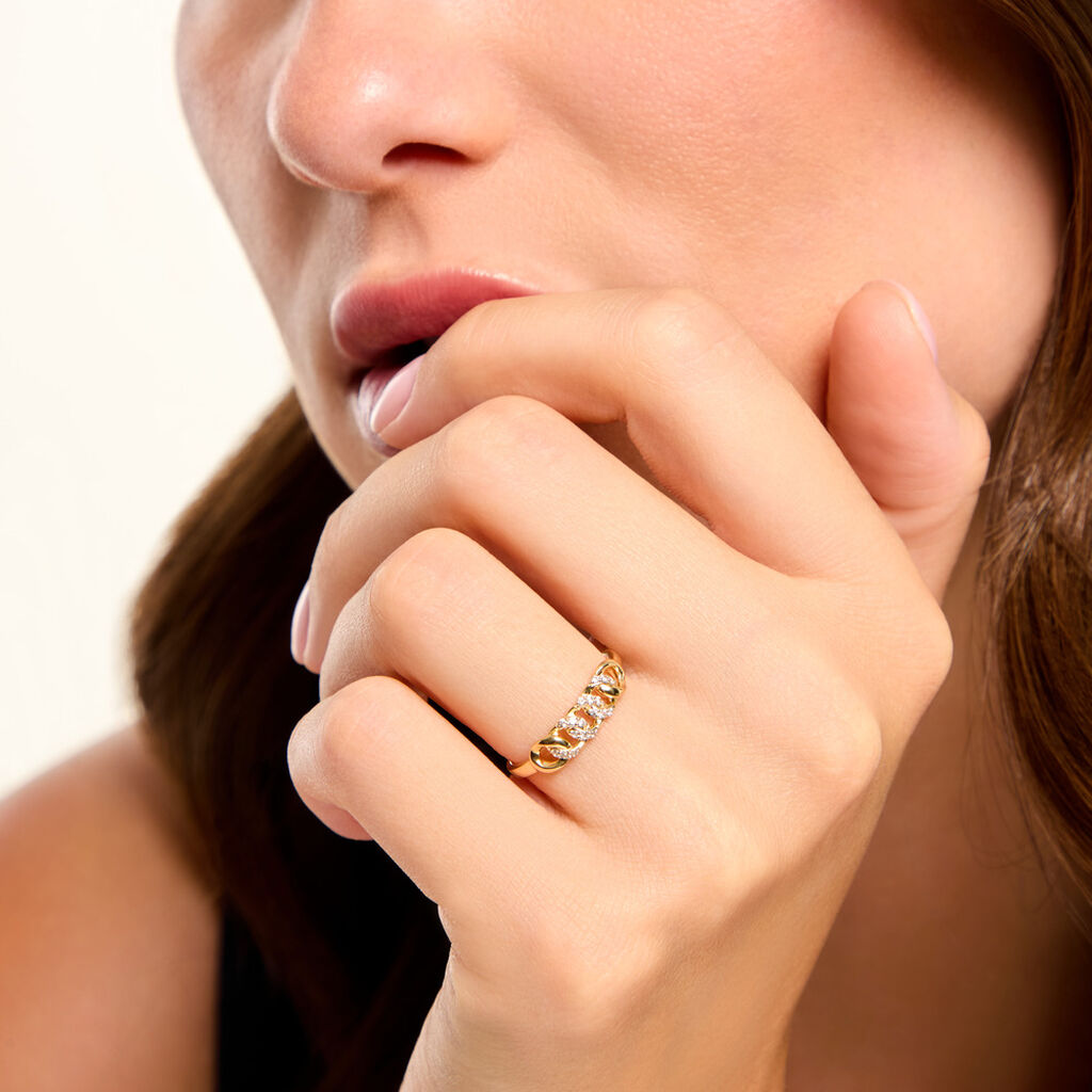 Bague Ga&iuml;dig Argent Dor&eacute; A L'Or 750/1000 Oxyde De Zirconium - Bagues avec pierre Femme | Histoire d&rsquo;Or