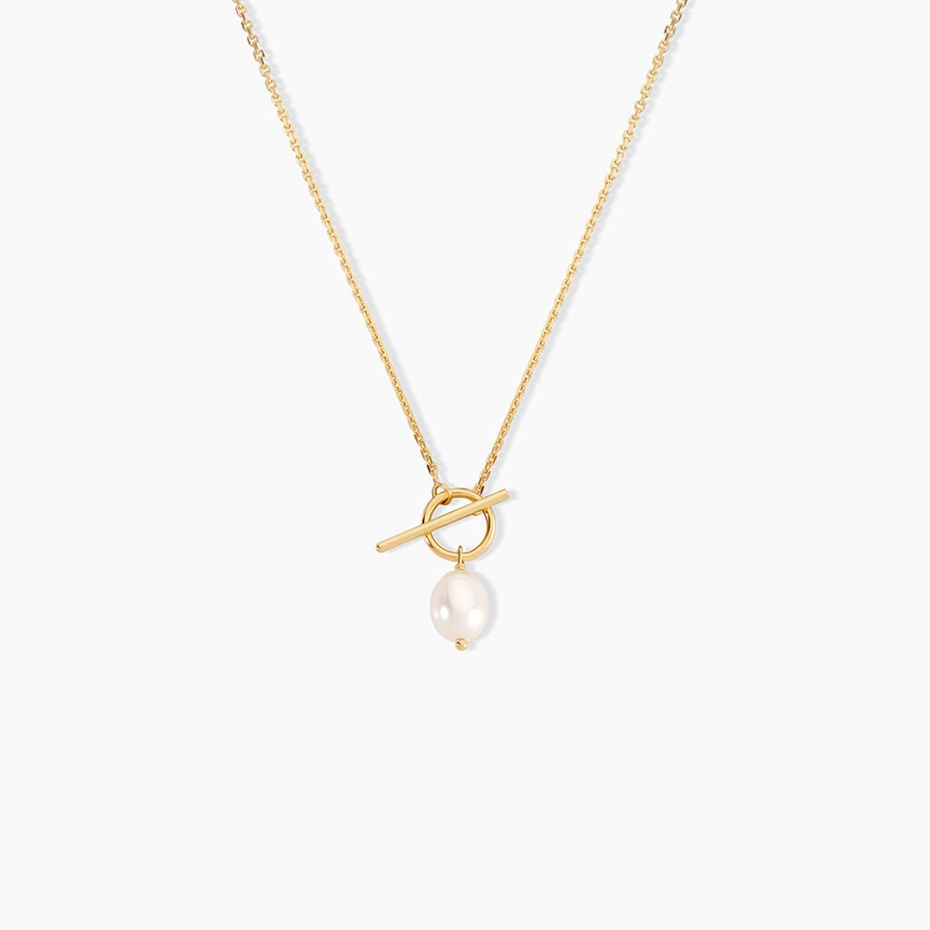 Collier Pearly Argent Dor&eacute; A L'Or 750/1000 Perle De Culture - Colliers pierre  | Histoire d&rsquo;Or