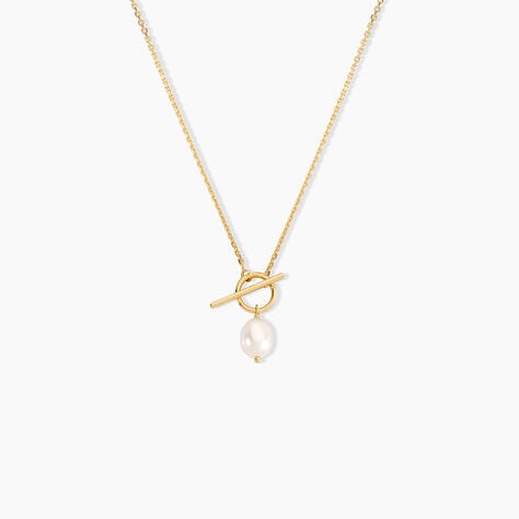 Collier Pearly Argent Dor&eacute; A L'Or 750/1000 Perle De Culture - Colliers pierre  | Histoire d&rsquo;Or