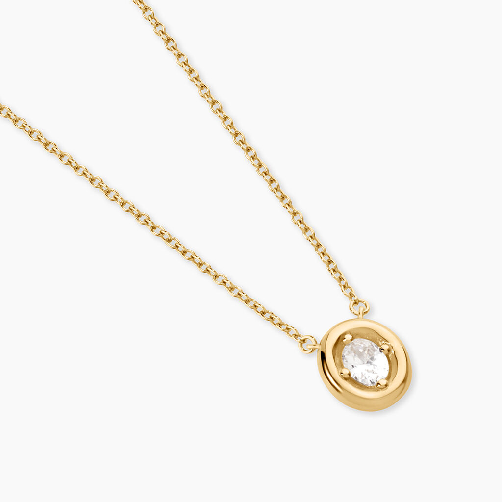 Collier Maurie Argent Dor&eacute; A L'Or 750/1000 Oxyde De Zirconium - Colliers Femme | Histoire d&rsquo;Or