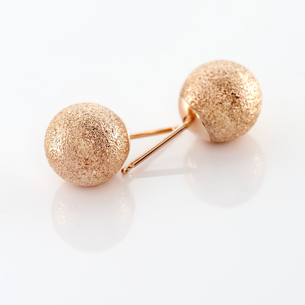 Boucles D'oreilles Puces Fidelia Boule Sablee Or Rose - Clous d'oreilles Femme | Histoire d’Or