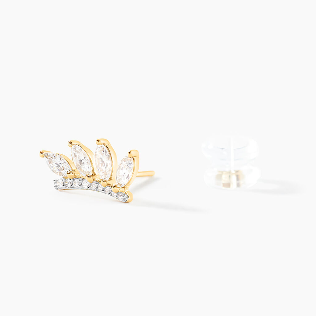 Boucles D'oreilles Puces Sparkle Or Jaune Oxyde De Zirconium - Clous d'oreilles Femme | Histoire d&rsquo;Or