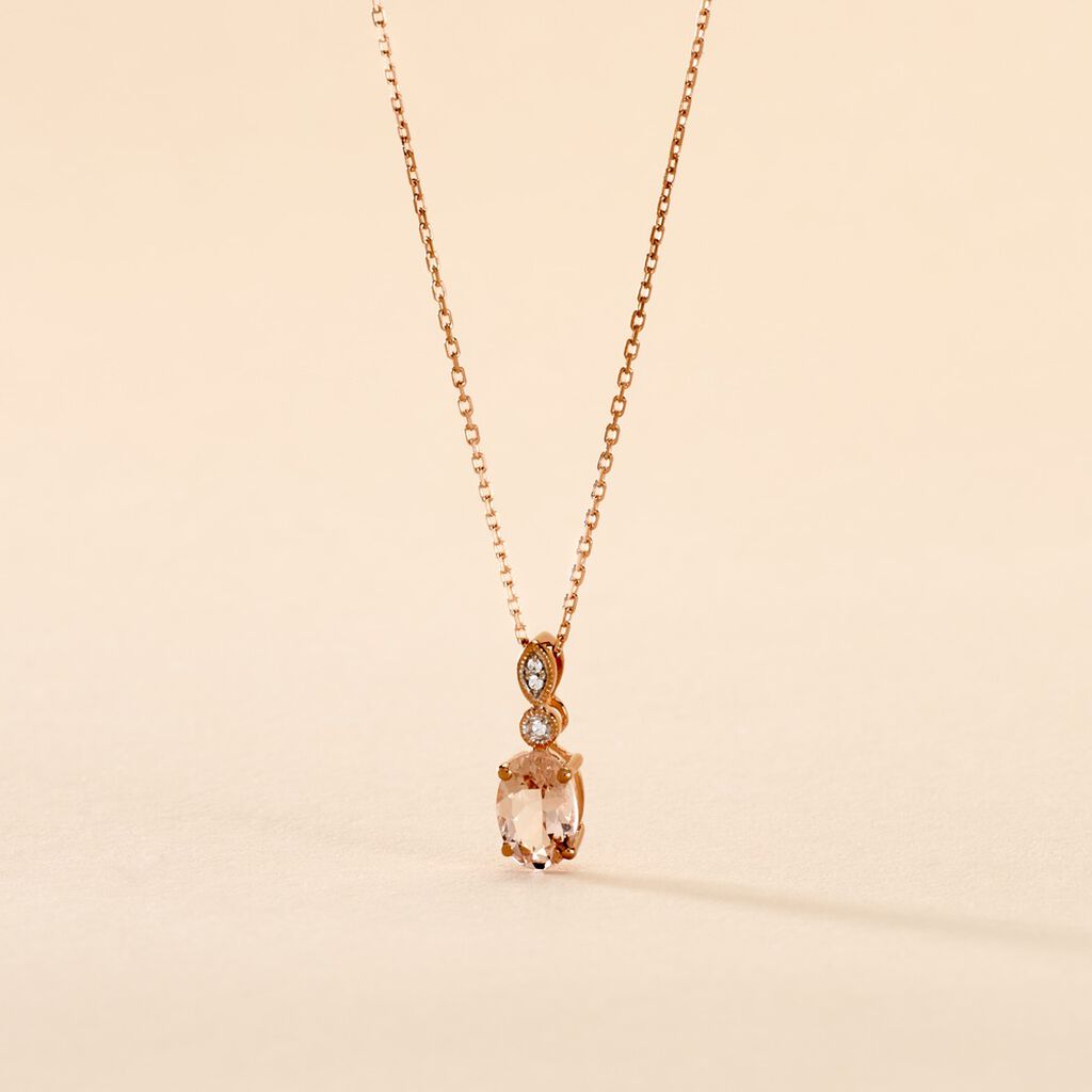 Collier Antonia Or Rose Morganite Et Oxyde De Zirconium - Colliers Femme | Histoire d&rsquo;Or