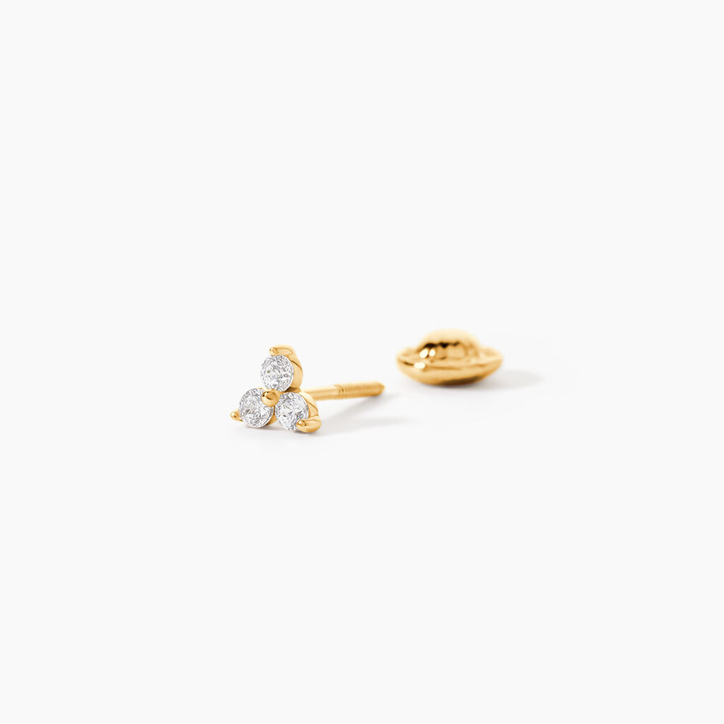 Boucles D'oreilles Puces Isaora Or Jaune Oxyde De Zirconium - Clous d'oreilles Famille | Histoire d&rsquo;Or