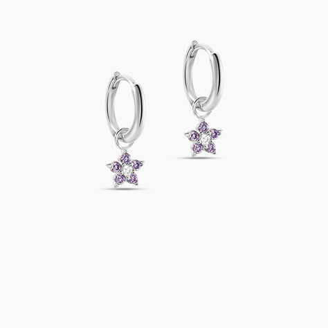 Cr&eacute;oles Purple Bloom Argent Blanc Oxyde De Zirconium - Boucles d'oreilles cr&eacute;oles Femme | Histoire d&rsquo;Or