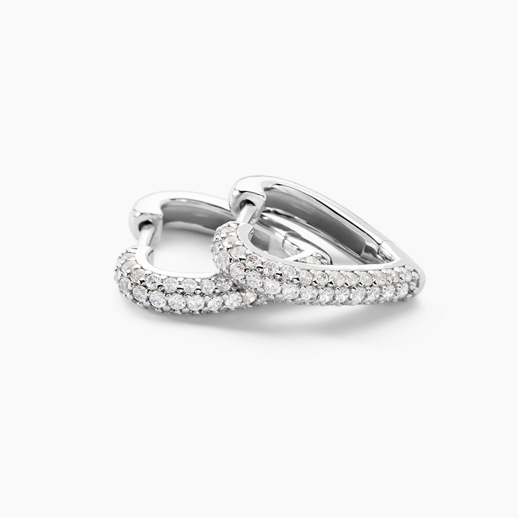 Créoles Declaration Argent Blanc Oxyde De Zirconium - Boucles d'oreilles créoles Femme | Histoire d’Or