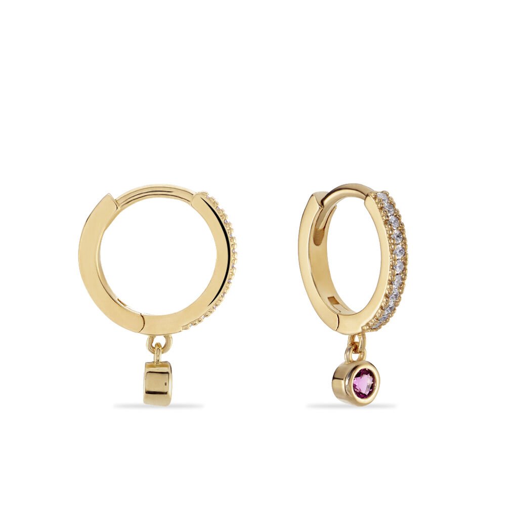 Creoles Dili Plaqué Or Pierres - Boucles d'oreilles créoles Femme | Histoire d’Or
