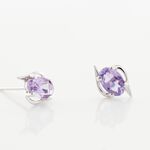 Boucles D'oreilles Puces Vrille Ovale Or Blanc Amethyste - Clous d'oreilles Femme | Histoire d&rsquo;Or