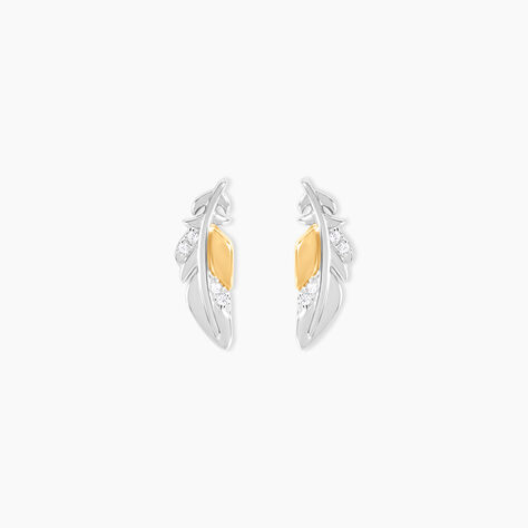 Boucles D'Oreilles Puces Or Jaune Argent Blanc Oxyde De Zirconium - Clous d'oreilles Femme | Histoire d&rsquo;Or