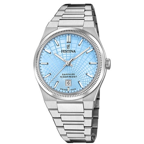 Montre Festina Swiss Made 40 Bleu Sky - Montres suisses Homme | Histoire d&rsquo;Or