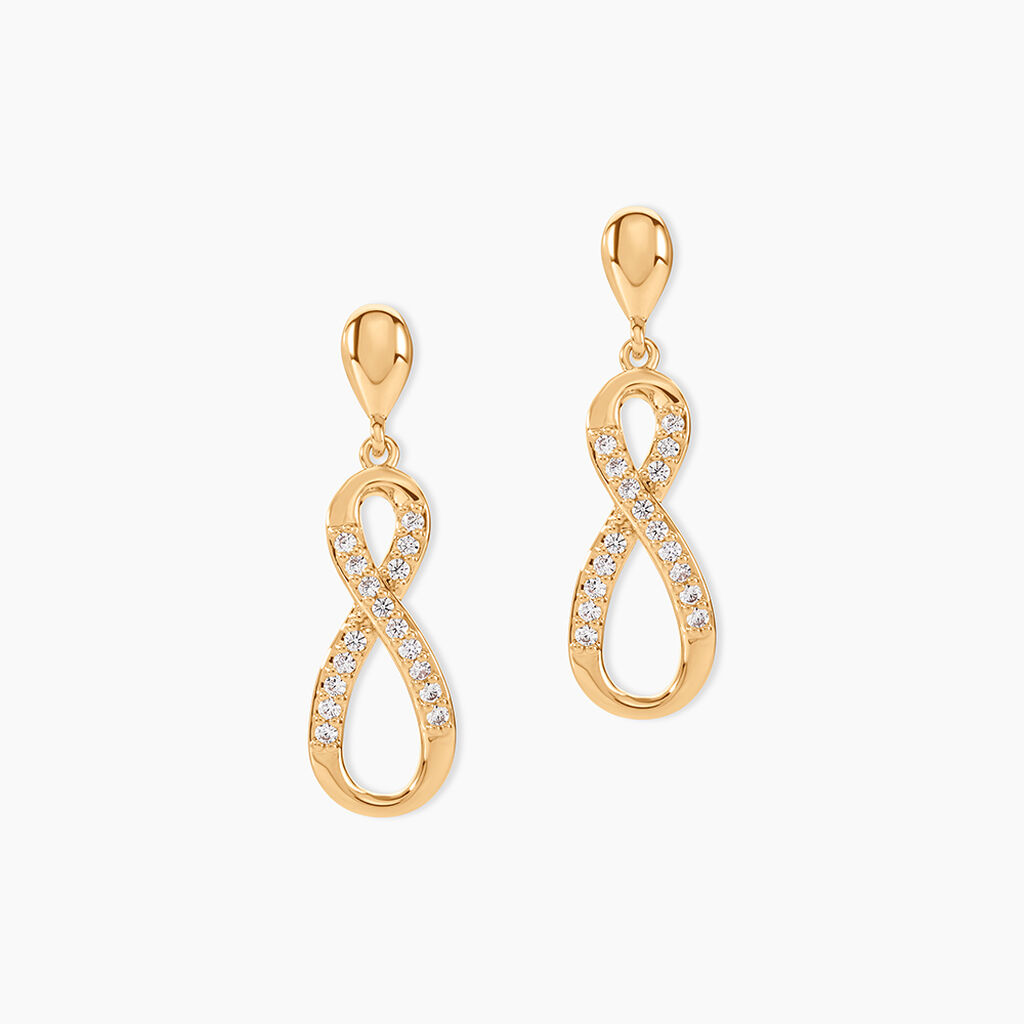 Boucles D'oreilles Pendantes Dunya Plaqu&eacute; Or Jaune Oxyde De Zirconium - Boucles d'oreilles fantaisie Femme | Histoire d&rsquo;Or