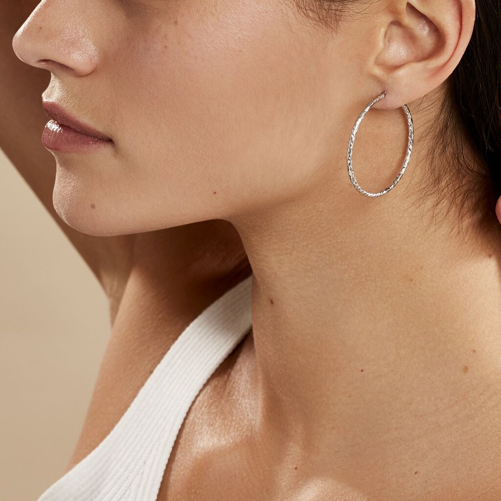 Créoles Cayla Or Blanc - Boucles d'oreilles créoles Femme | Histoire d’Or