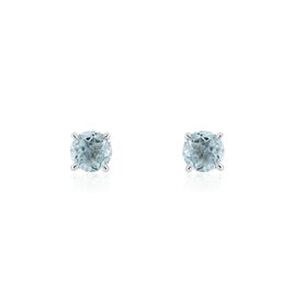 Boucles D'oreilles Puces Elea Or Blanc Topaze Bleu Sky - Clous d'oreilles Femme | Histoire d’Or