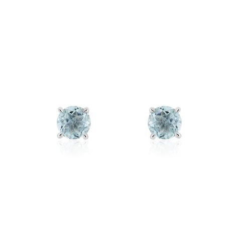 Boucles D'oreilles Puces Elea Or Blanc Topaze Bleu Sky - Clous d'oreilles Femme | Histoire d’Or