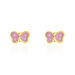 Boucles D'oreilles Puces Papillon Rose Or Jaune - Clous d'oreilles Enfant | Histoire d’Or