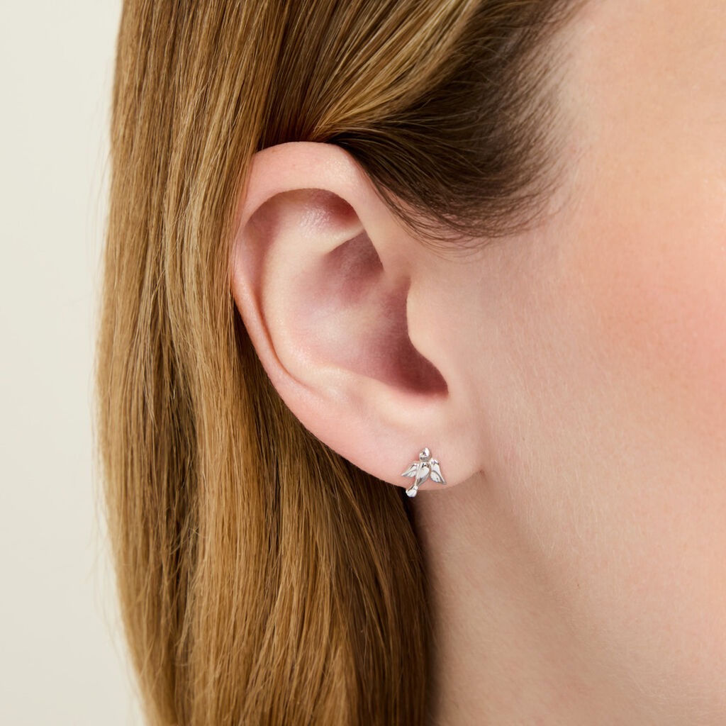 Boucles D'oreilles Puces Osie Argent Blanc - Boucles d'oreilles fantaisie Femme | Histoire d&rsquo;Or