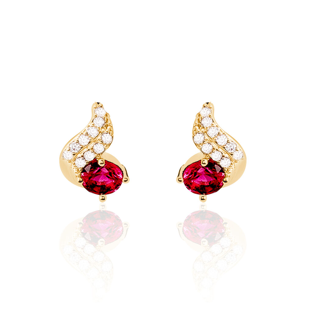 Boucles D'oreilles Puces Tyana Plaqué Or Jaune Oxyde De Zirconium - Boucles d'oreilles fantaisie Femme | Histoire d’Or