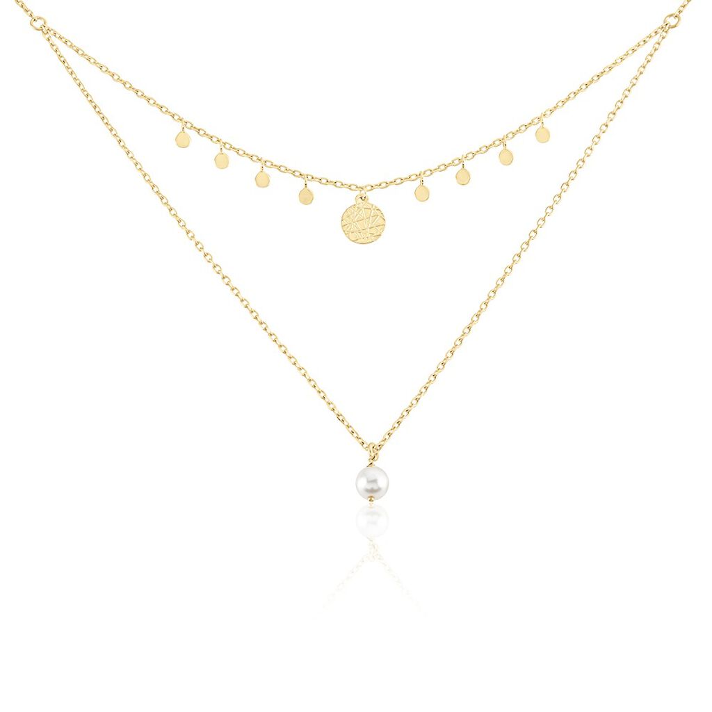Collier Plaqué Or Jaune Aglaya Perle D'imitation - Colliers doubles et triples chaînes Femme | Histoire d’Or