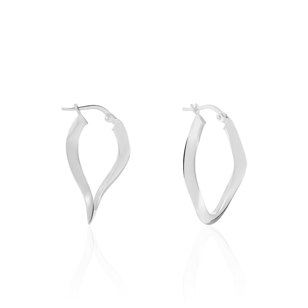 Créoles Argent Blanc Olivia - Boucles d'oreilles créoles Femme | Histoire d’Or