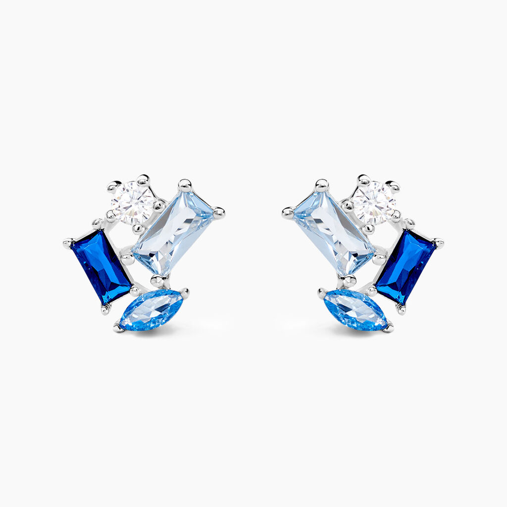 Boucles D'oreilles Puces Guillemette Argent Blanc Pierre D'imitation - Boucles d'oreilles fantaisie Femme | Histoire d’Or