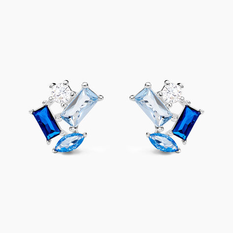 Boucles D'oreilles Puces Guillemette Argent Blanc Pierre D'imitation - Boucles d'oreilles fantaisie Femme | Histoire d’Or