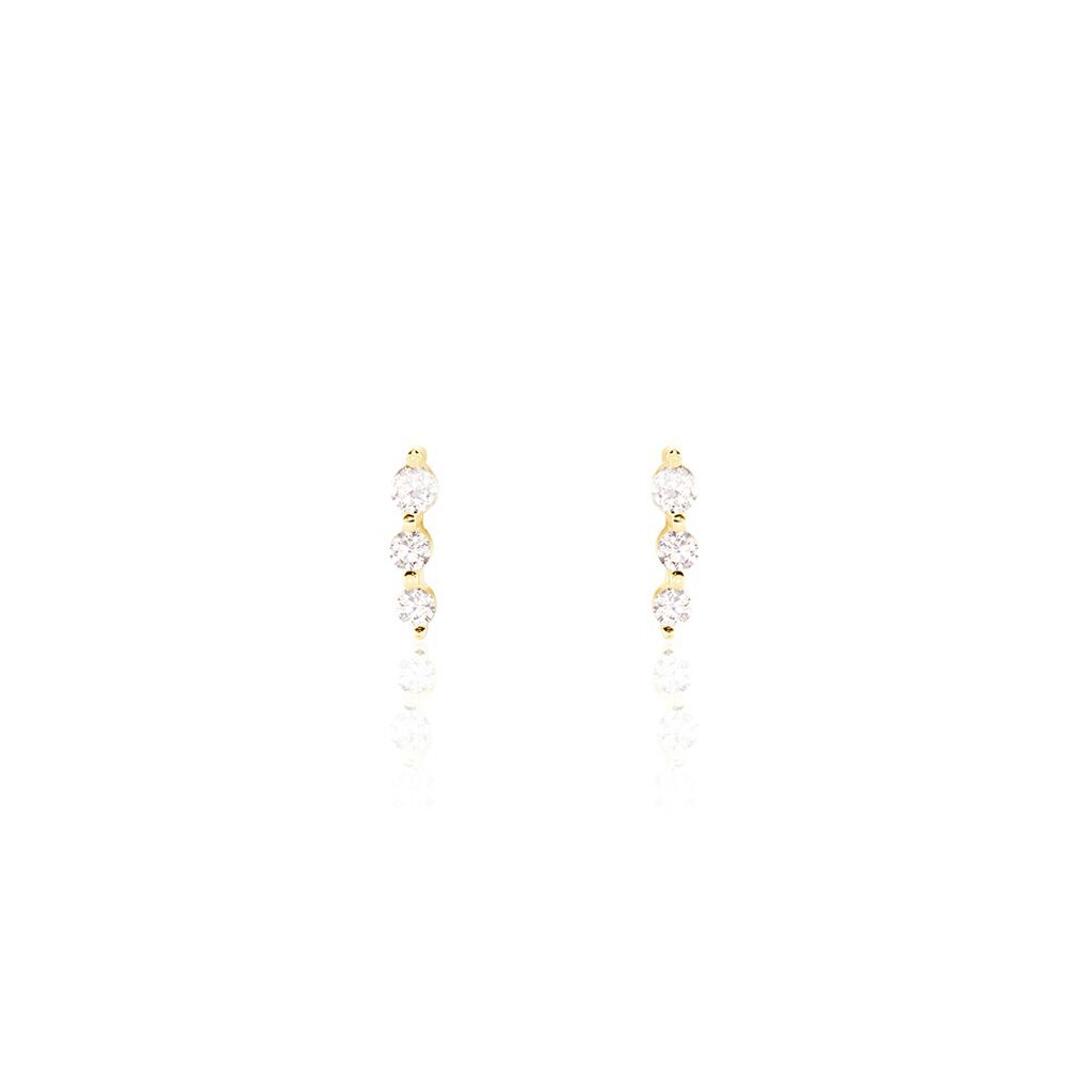 Boucles D'oreilles Puces Tria Or Jaune Oxyde De Zirconium - Clous d'oreilles Femme | Histoire d’Or