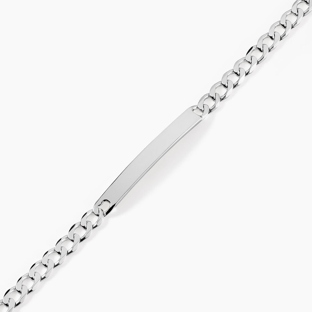 Bracelet Identit&eacute; Casper Argent Blanc - Gourmettes Femme | Histoire d&rsquo;Or