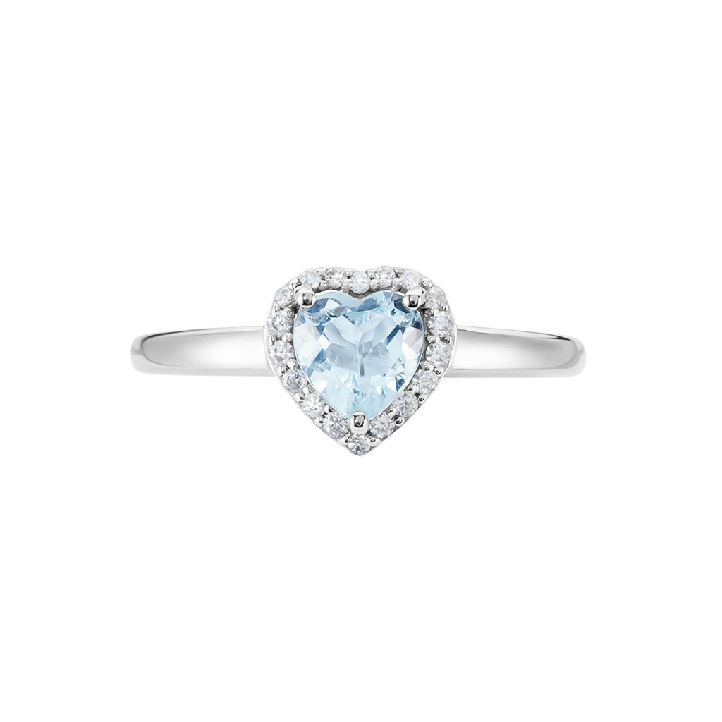 Bague Meliora Or Blanc Topaze Bleu Sky Oxyde De Zirconium - Bagues solitaires Femme | Histoire d’Or