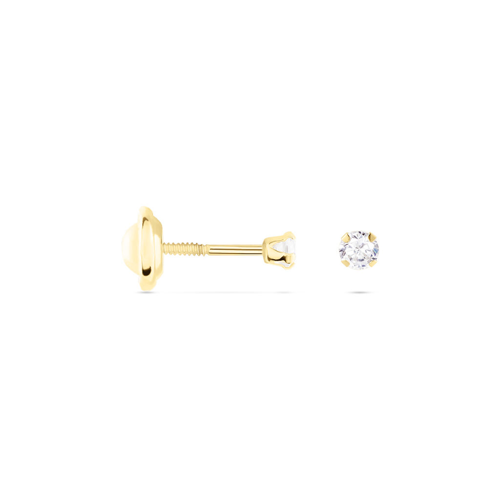 Boucles D'oreilles Puces Pepita Or Jaune Oxyde De Zirconium - Clous d'oreilles Famille | Histoire d’Or