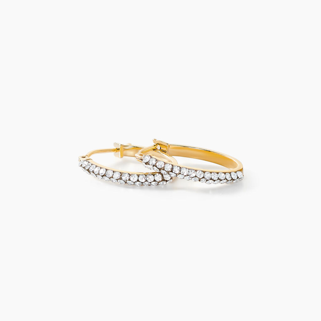 Créoles Sandrine Or Jaune Strass - Boucles d'oreilles créoles Femme | Histoire d’Or