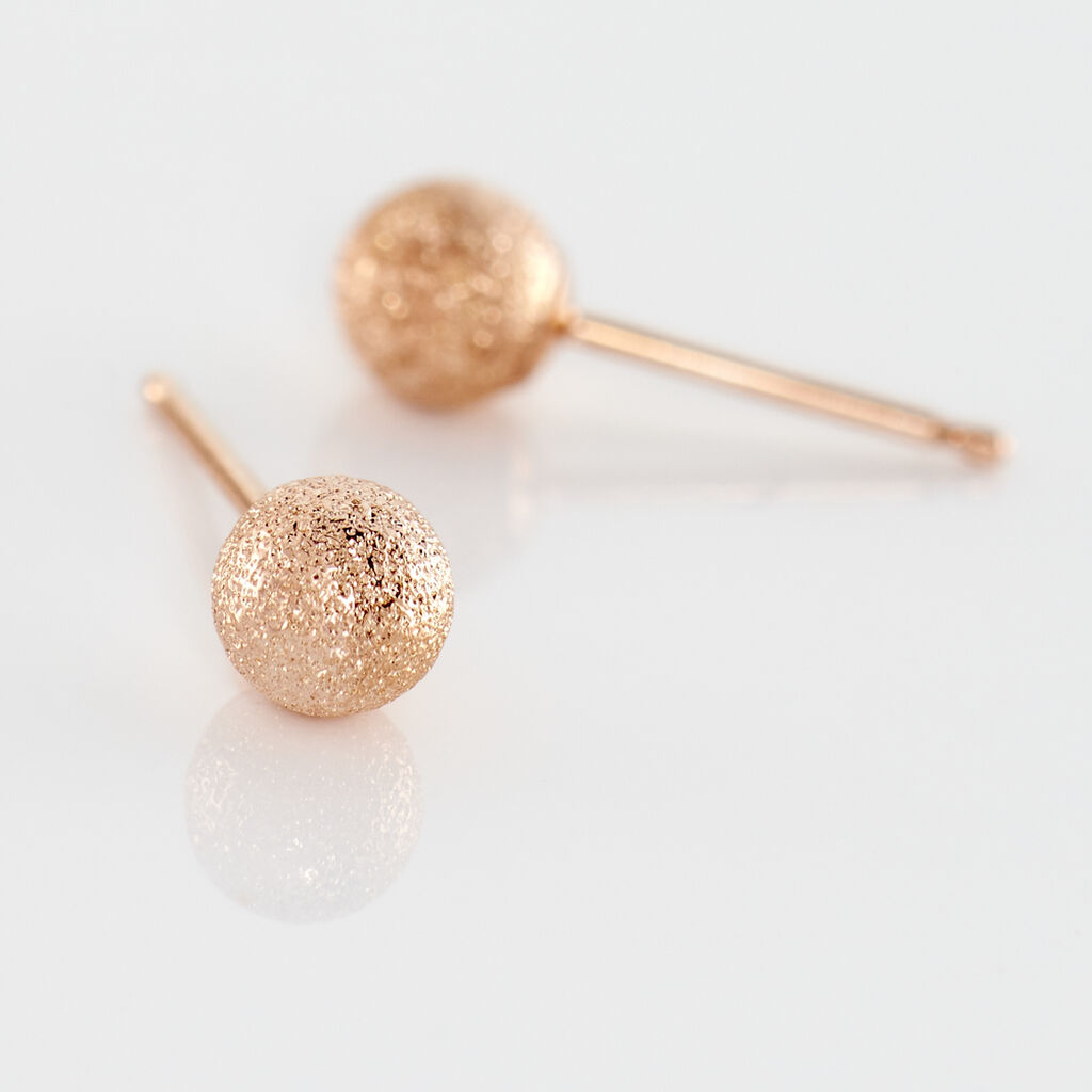 Boucles D'oreilles Puces Fidelia Boule Sablee Or Rose - Clous d'oreilles Femme | Histoire d’Or