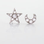 Boucles D'oreilles Puces Eden Or Blanc Oxyde De Zirconium - Clous d'oreilles Femme | Histoire d&rsquo;Or