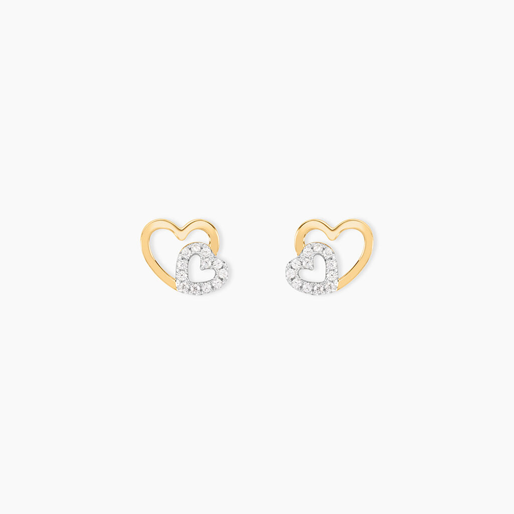 Boucles D'oreilles Puces Marineta Or Jaune Oxyde De Zirconium - Clous d'oreilles Femme | Histoire d’Or