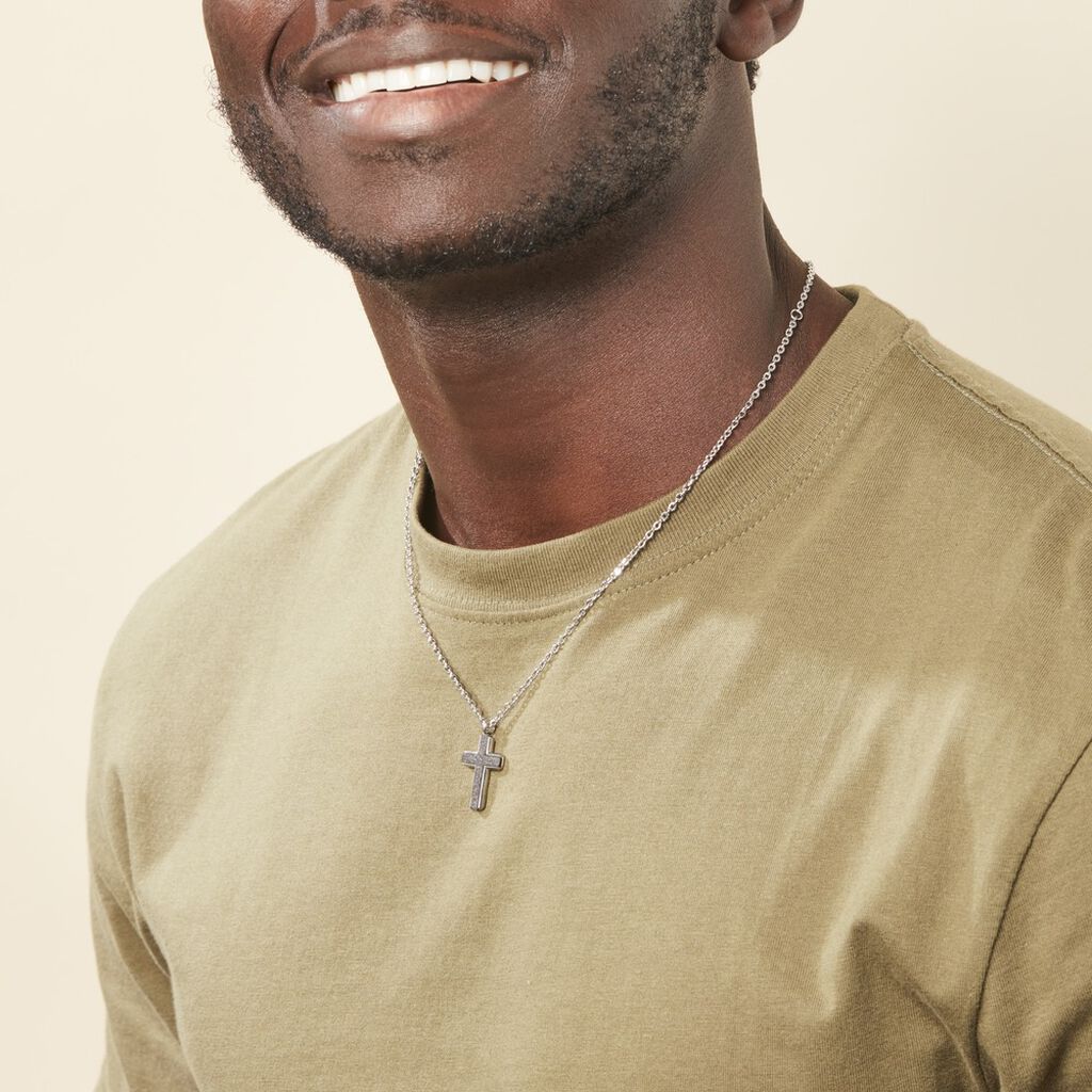 Collier Moletee Acier Blanc - Colliers fantaisie Homme | Histoire d’Or