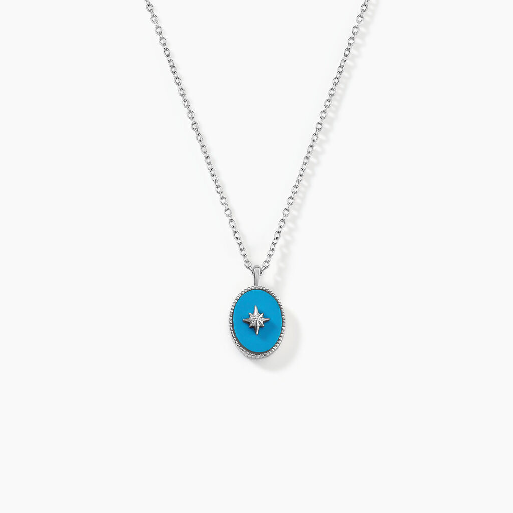 Collier Goddess Argent Blanc Turquoise - Colliers fantaisie Femme | Histoire d’Or
